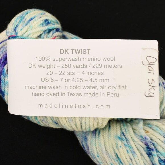 MadelineTosh DK Twist Yarn Superwash Merino Wool 250 Yards Ojai Sky Colorway - Picture 3 of 3